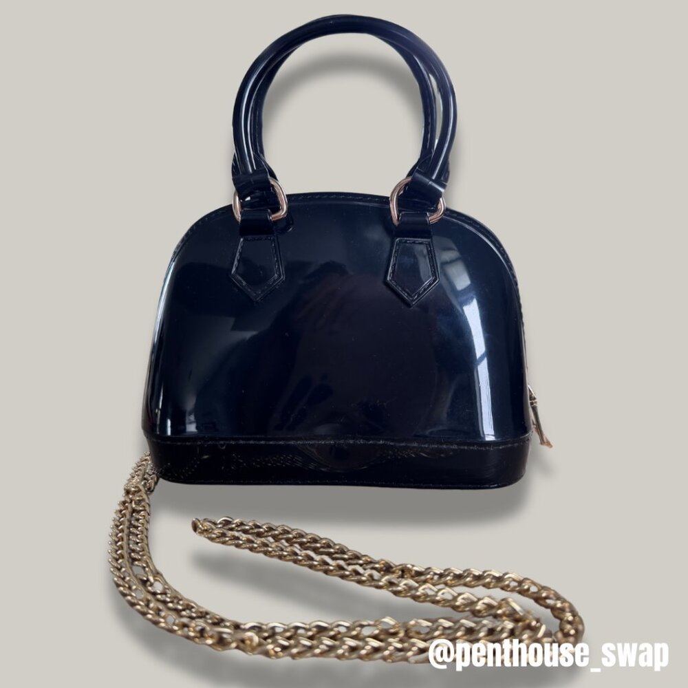 Black Mini Purse with Gold Chain